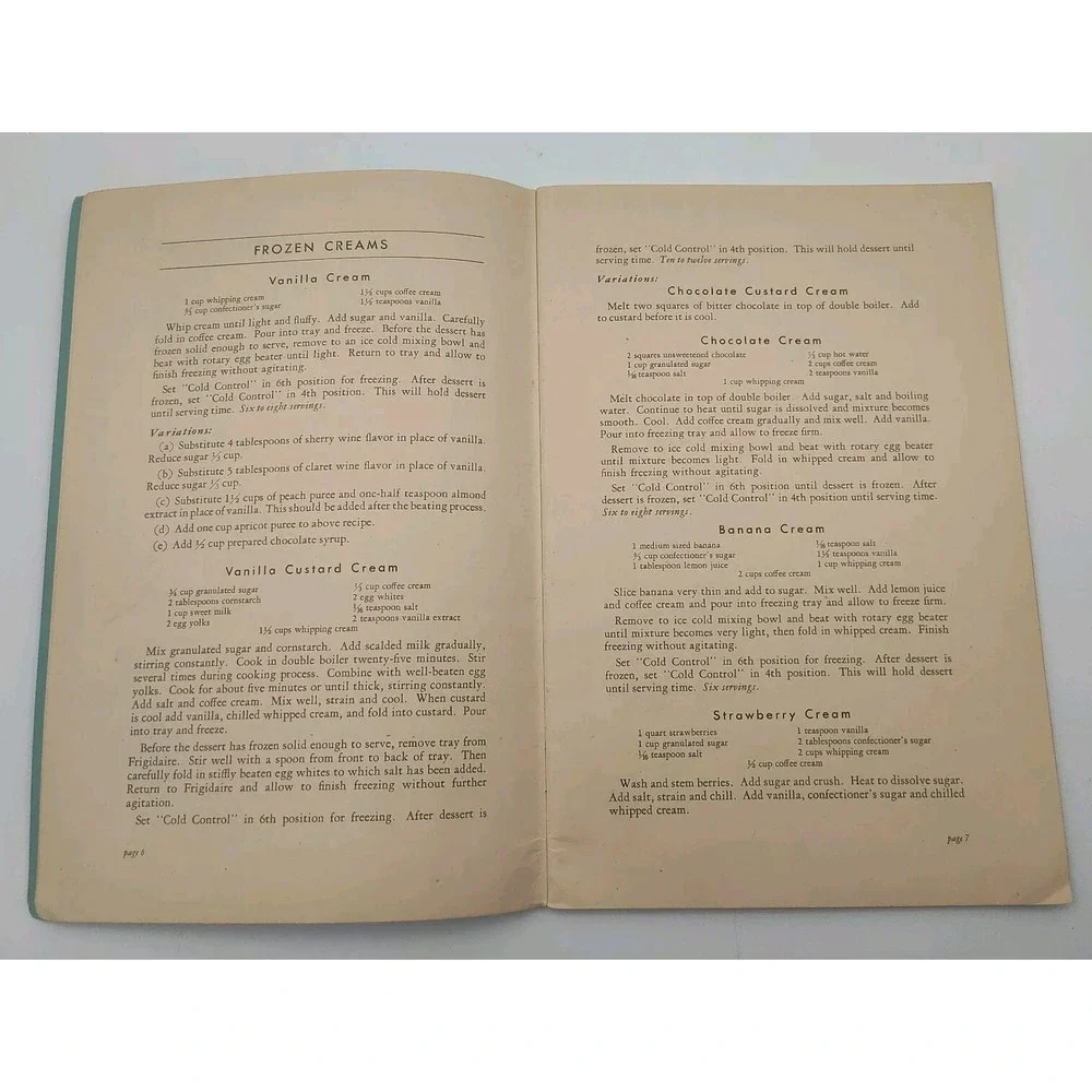 Rare 1931 Recipe CookBook Dezerts Frozen cook book Frigidaire 